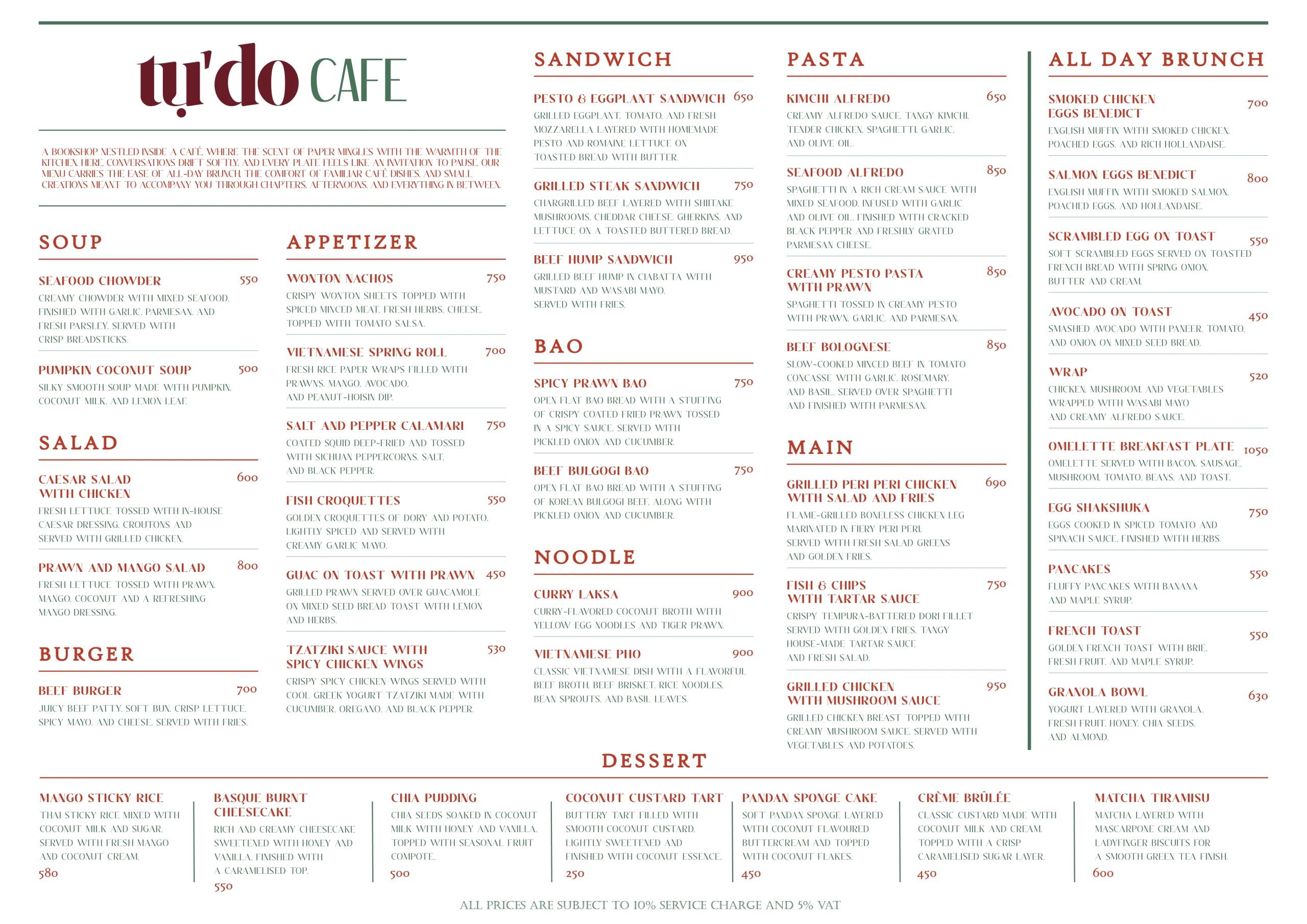 Tudo Cafe Menu